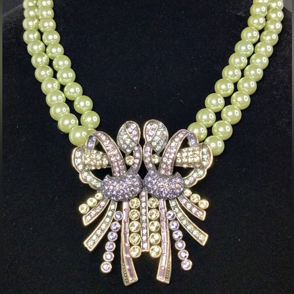 Heidi Daus Jewelry - Heidi Daus Pale Sage Green Pearl and Pastel Crystal Necklace